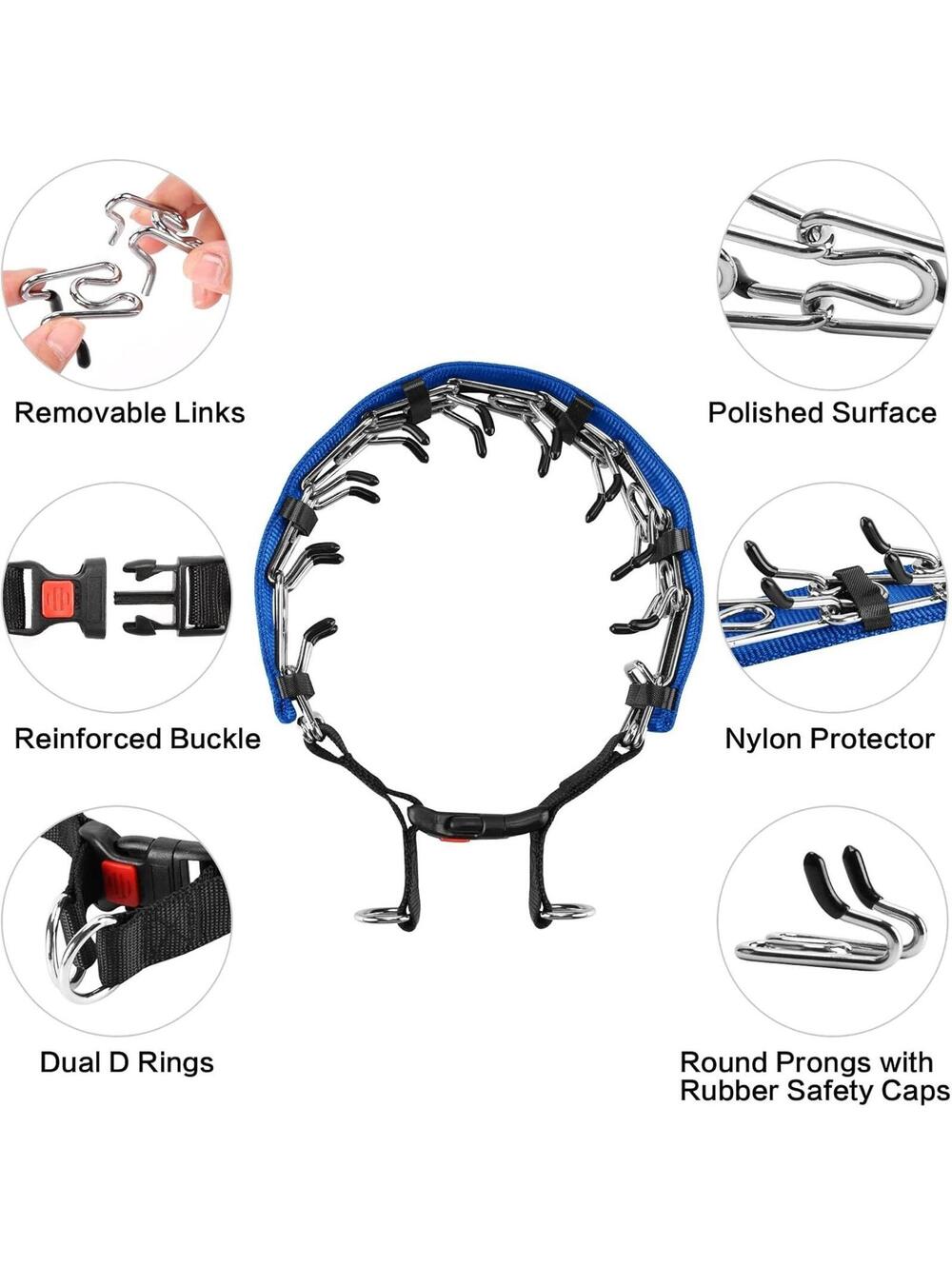 No Pull Nylon Cover Dog Prong Collar Dog Training Pinch Collar With Tip&Buckle